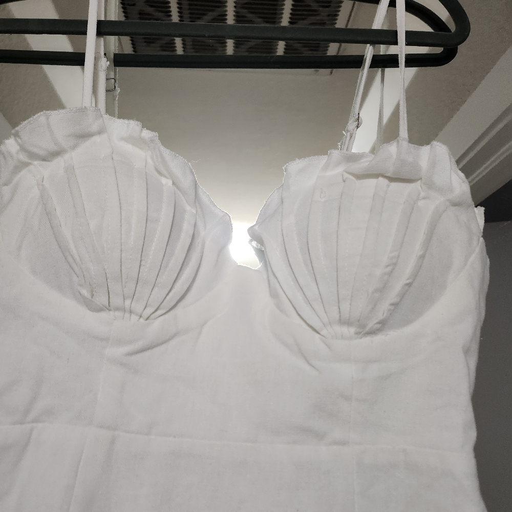 Selfie Leslie Avila Pintuck Pleat Bust Cami Strap Dress White - Picture 9 of 11